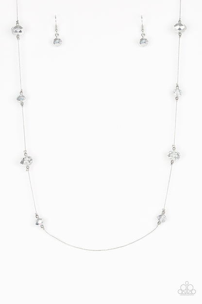 Paparazzi Accessories-Champagne On The Rocks Silver Crystal Bead Necklace Set