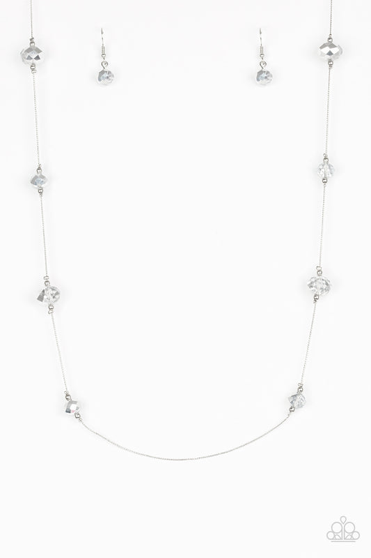 Paparazzi Accessories-Champagne On The Rocks Silver Crystal Bead Necklace Set