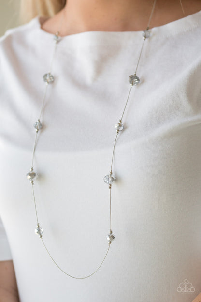 Paparazzi Accessories-Champagne On The Rocks Silver Crystal Bead Necklace Set