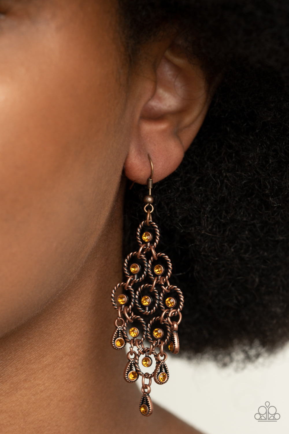 Paparazzi Accessories-Chandelier Cameo Copper Earrings