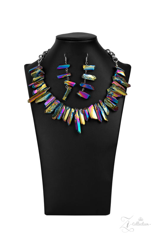 Paparazzi Accessories-Charismatic Oil Spill Zi Collection Necklace Set