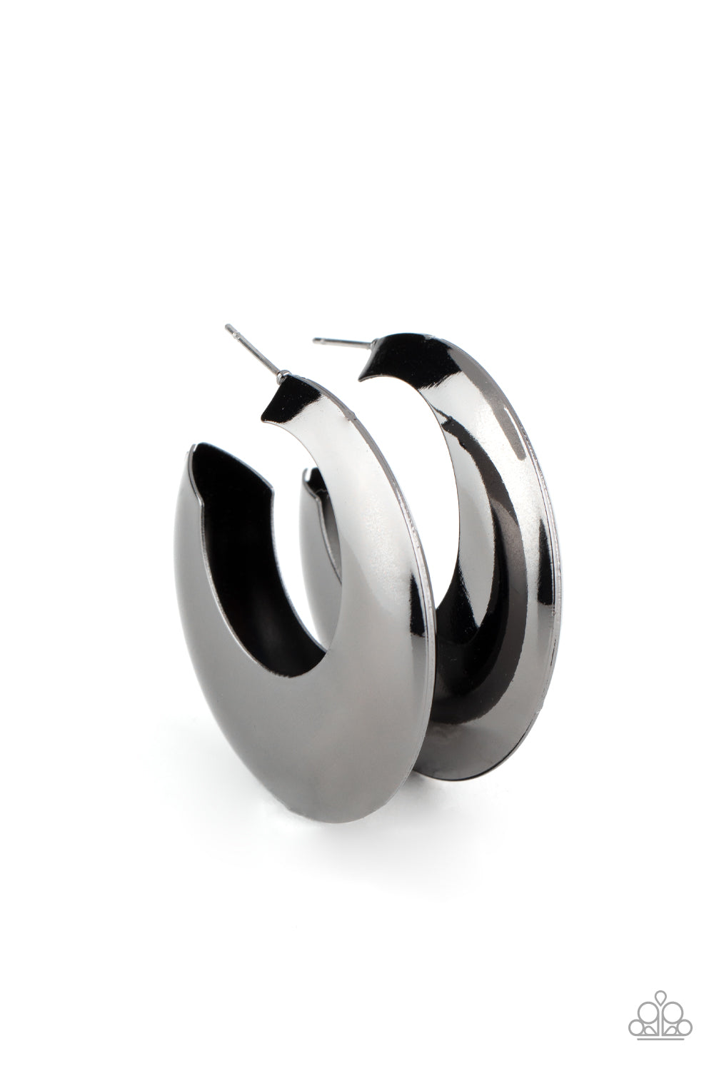 Paparazzi Accessories-Chic CRESCENTO Black Crescent Hoop Earrings