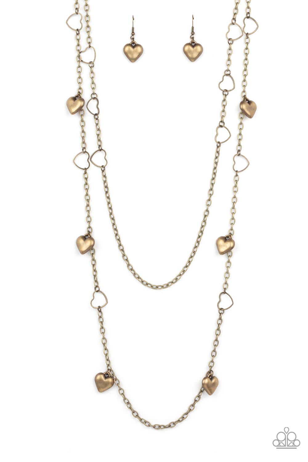 Paparazzi Accessories-Chicly Cupid Brass Heart Frame Necklace Set