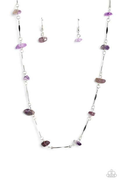 Paparazzi Accessories-Chiseled Construction Purple Pebble Necklace Set