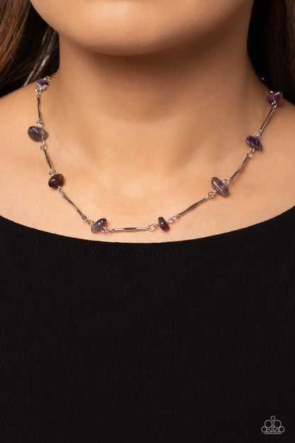 Paparazzi Accessories-Chiseled Construction Purple Pebble Necklace Set