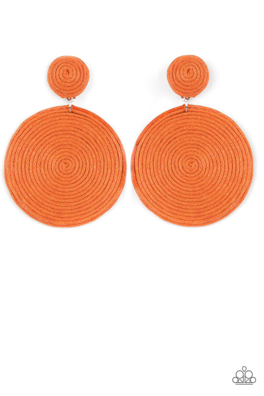 Paparazzi Accessories-Circulate The Room Orange Spiral Earrings