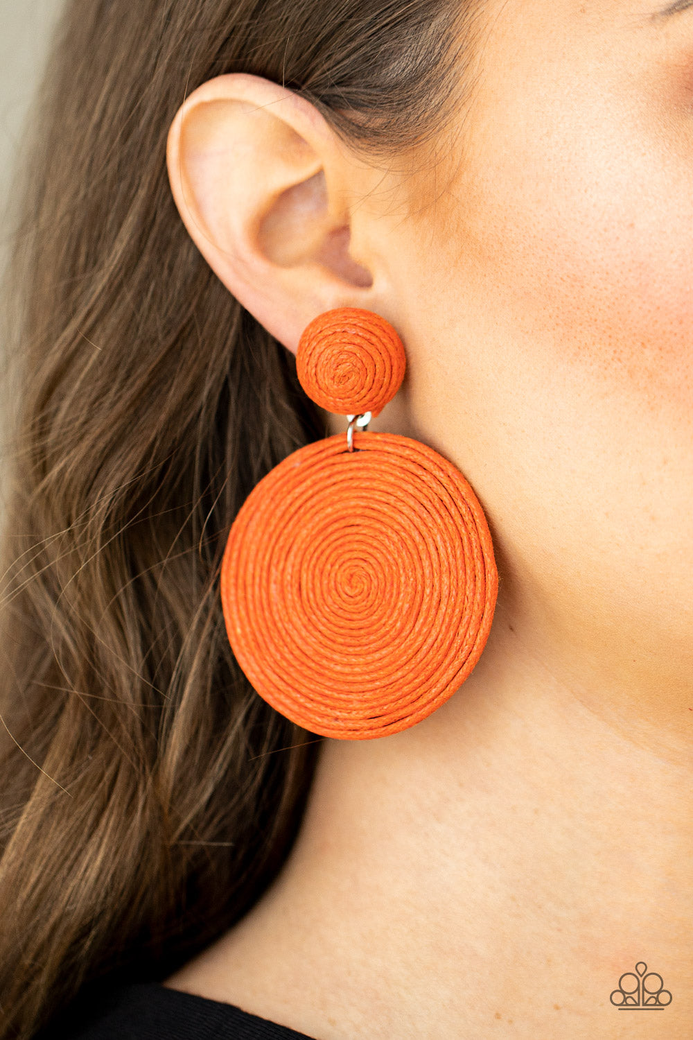 Paparazzi Accessories-Circulate The Room Orange Spiral Earrings