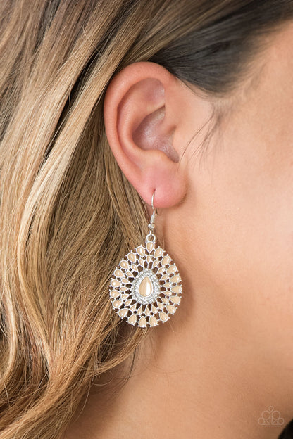 Paparazzi Accessories-City Chateau Brown Earrings