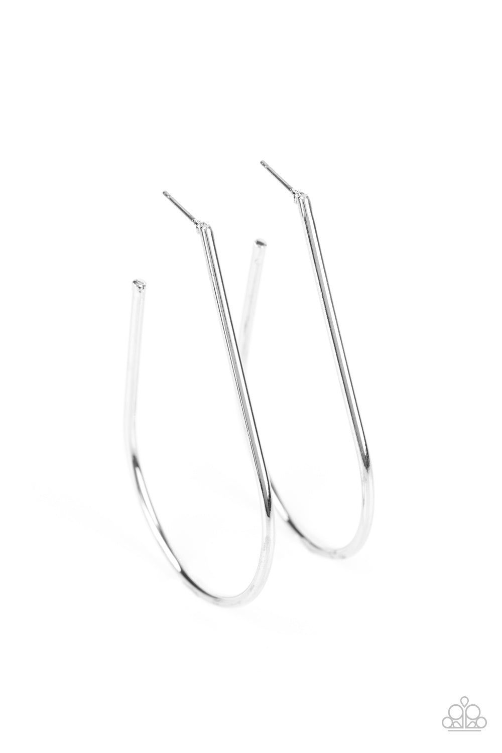 Paparazzi Accessories-City Curves Silver Sleekly Hoop Earrings