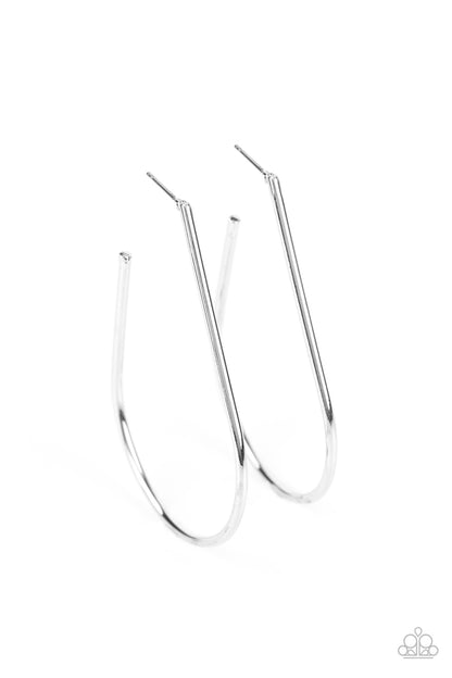 Paparazzi Accessories-City Curves Silver Sleekly Hoop Earrings