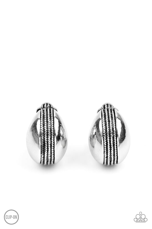 Paparazzi Accessories-Classic Curves Silver Clip-On Earrings