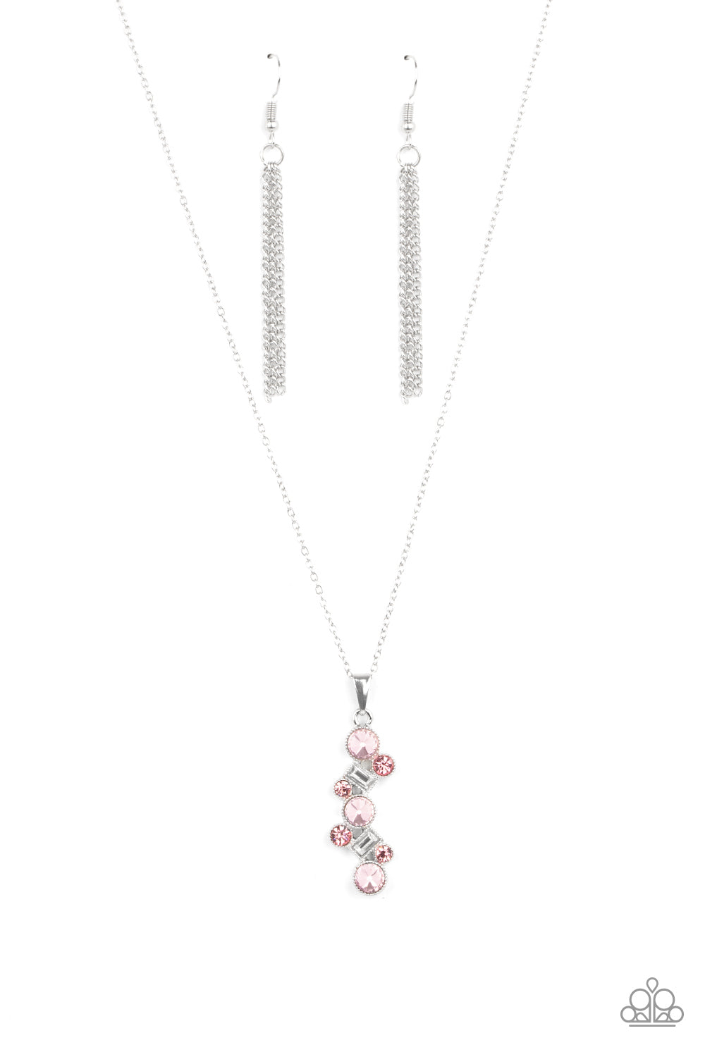 Paparazzi Accessories-Classically Clustered Pink Regal Emerald Cut Necklace Set