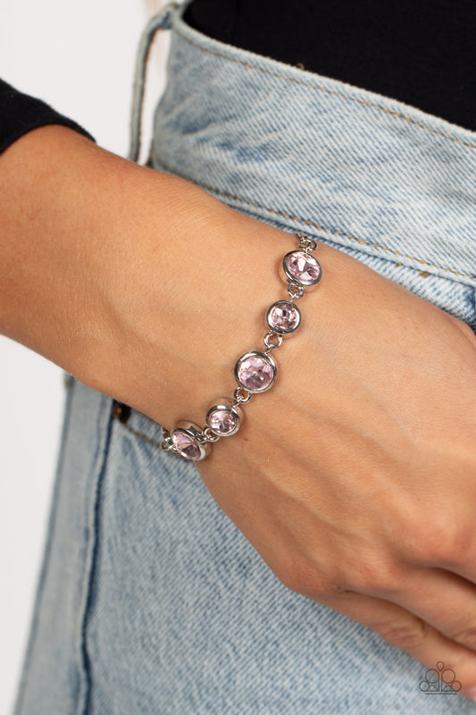 Paparazzi Accessories-Classically Cultivated Pink Round Rhinestone Bracelet