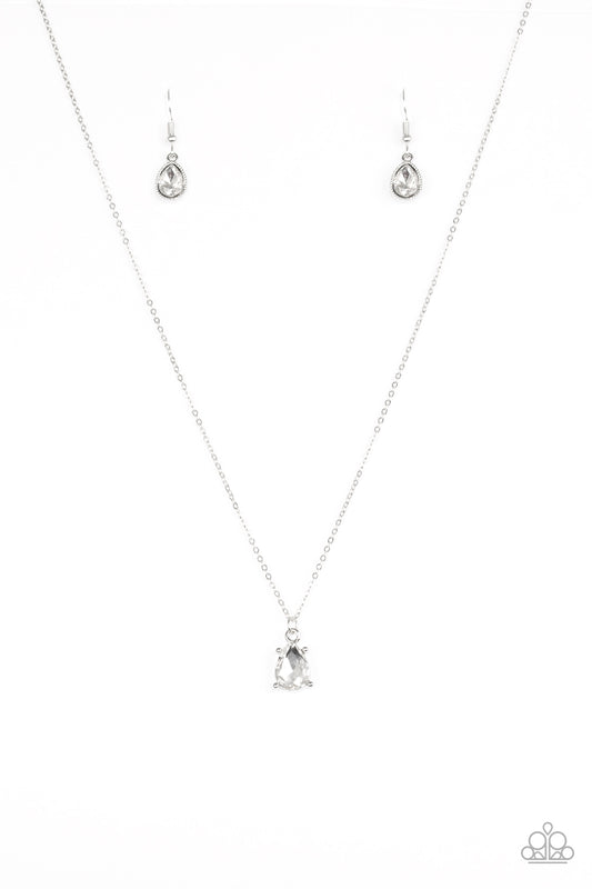 Paparazzi Accessories-Classy Classicist White Glittery Gem Necklace Set