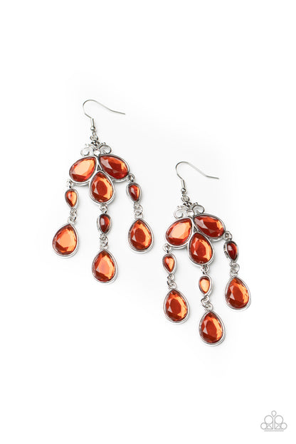 Paparazzi Accessories-Clear The HEIR Orange Teardrop Earrings