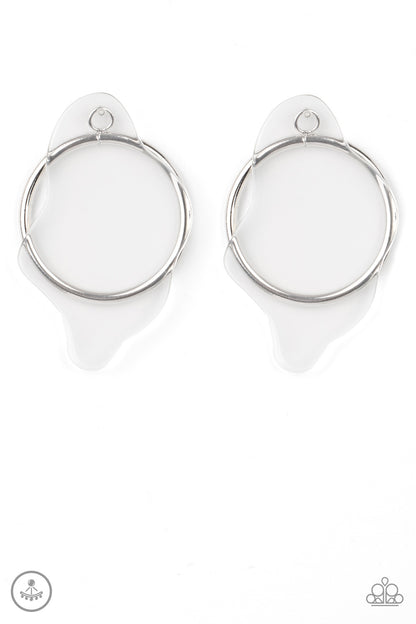 Paparazzi Accessories-Clear The Way! White Acrylic Hoop Earrings