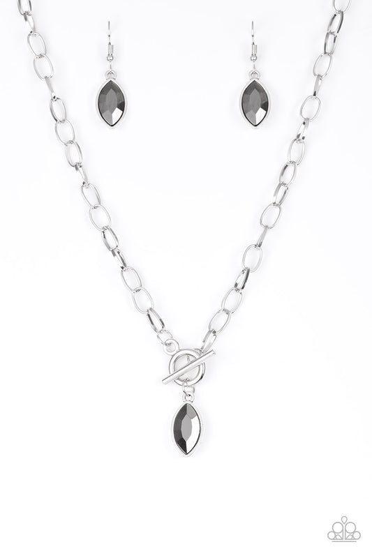 Paparazzi Accessories-Club Sparkle Silver Hematite Necklace Set