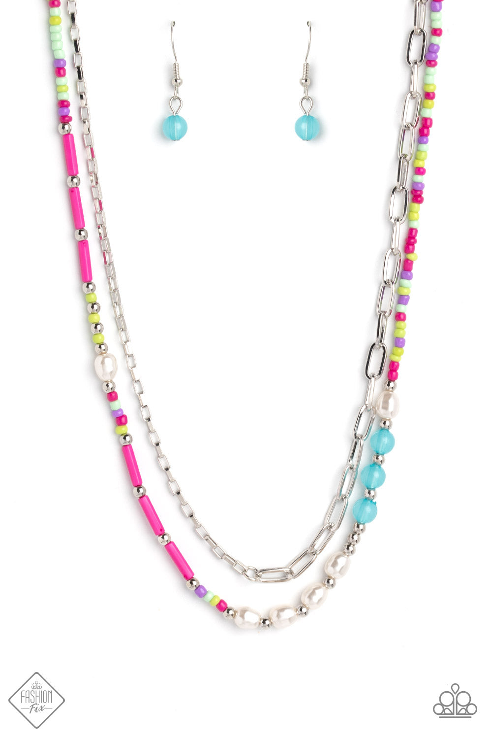 Paparazzi Accessories-Coastal Composition Pink January Fashion Fix Necklace Set