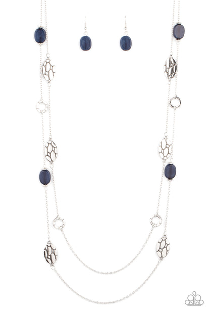 Paparazzi Accessories-Cobble Creek Glassy Blue Cobblestone Accent Necklace Set