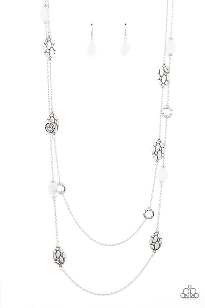Paparazzi Accessories-Cobble Creeks Silver Cloudy White Accent Necklace Set