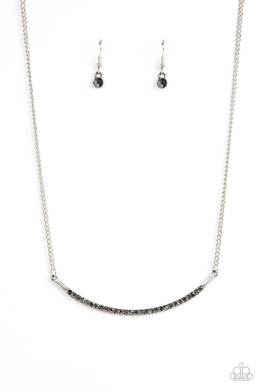 Paparazzi Accessories-Collar Poppin Sparkle Hematite Rhinestone Necklace Set