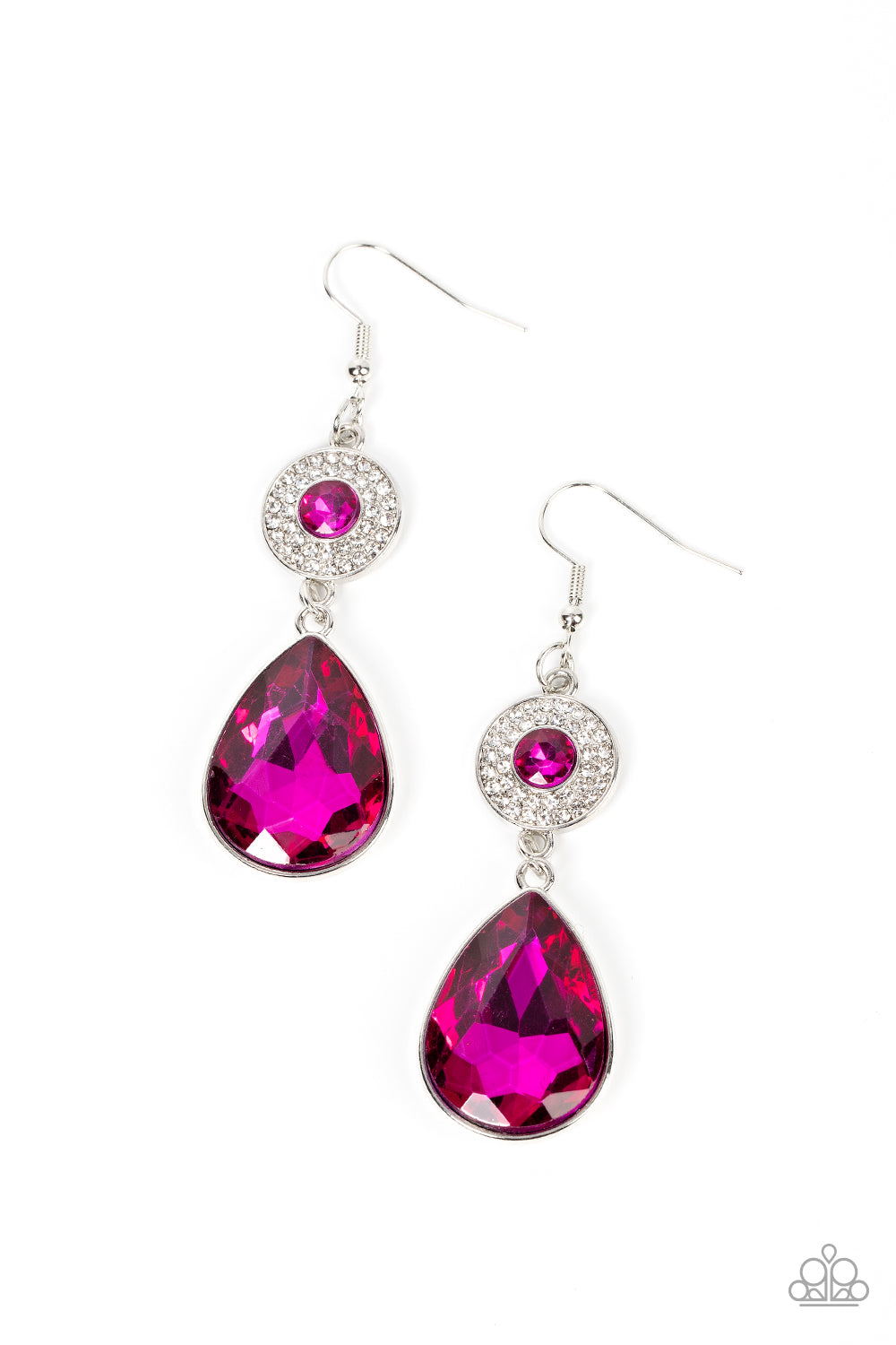 Paparazzi Accessories-Collecting My Royalties Pink Solitaire Earrings