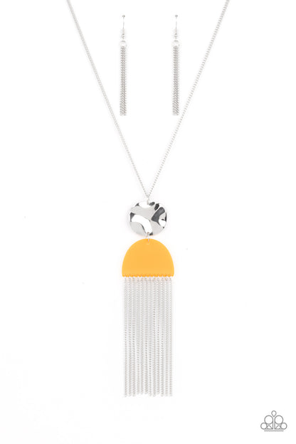 Paparazzi Accessories-Color Me Neon Orange Half Moon Necklace Set