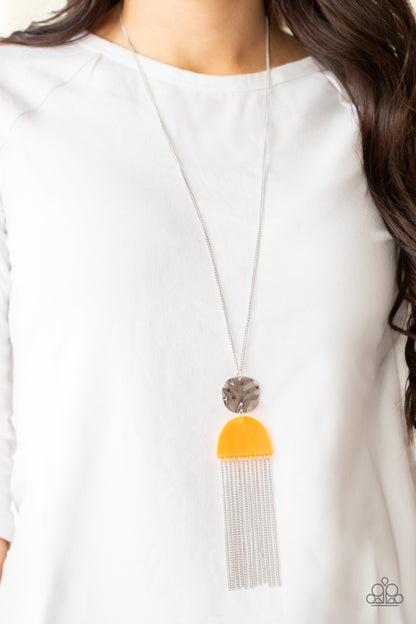 Paparazzi Accessories-Color Me Neon Orange Half Moon Necklace Set