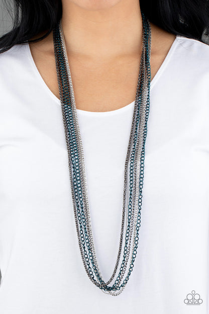 Paparazzi Accessories-Colorful Calamity Blue Necklace Set