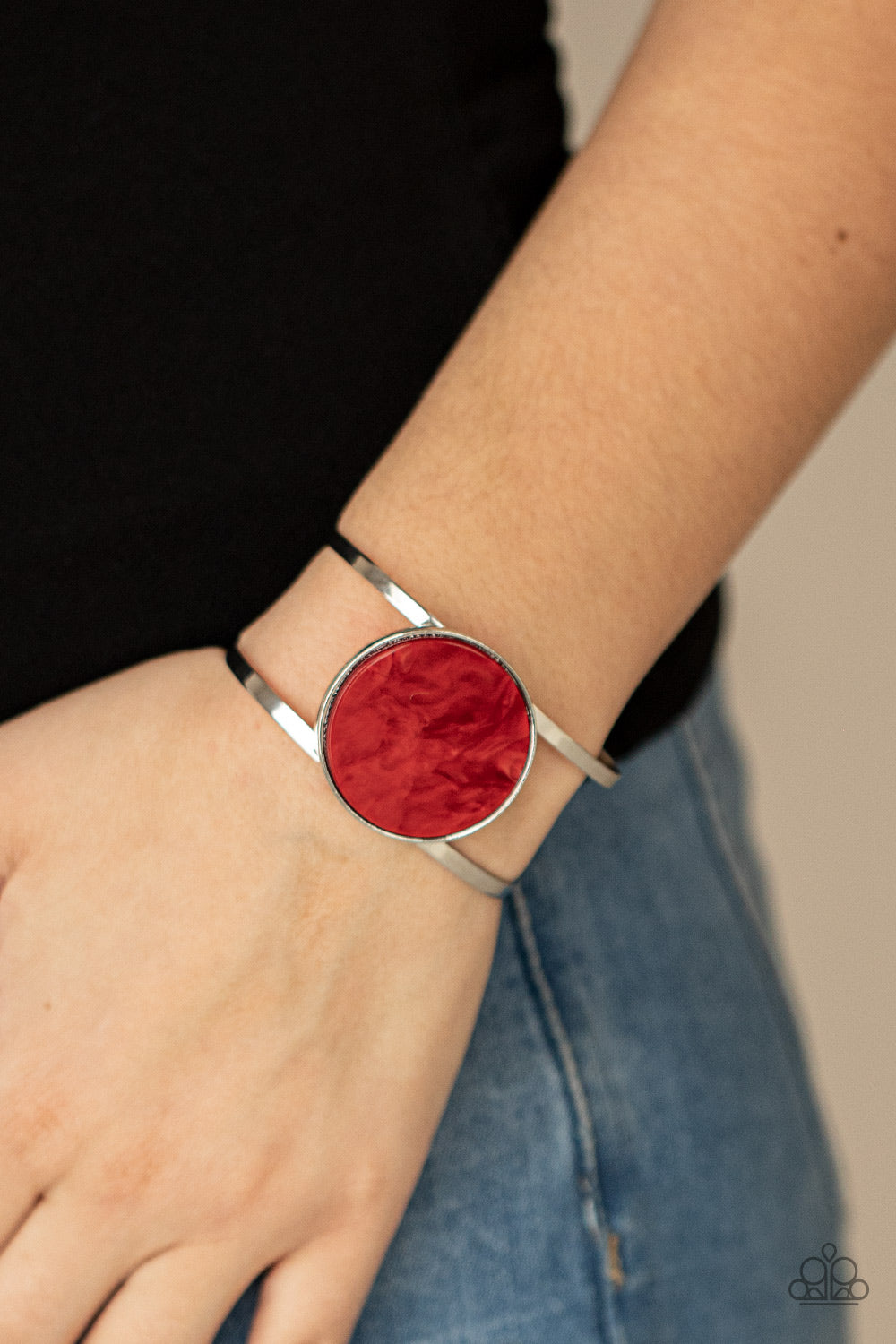 Paparazzi Accessories-Colorful Cosmos Red Smoky Iridescent Cuff Bracelet