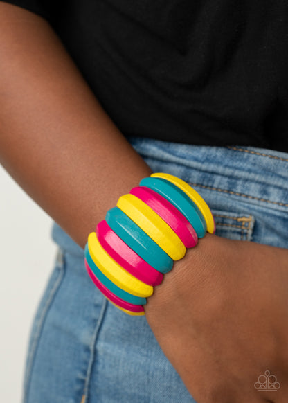 Paparazzi Accessories-Colorfully Congo Multi Peacock Wooden Bracelet