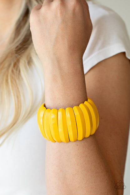 Paparazzi Accessories-Colorfully Congo Yellow Wood Bracelet