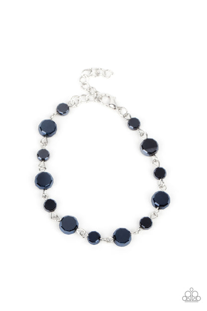 Paparazzi Accessories-Colorfully Cosmic Blue Metallic Crystal Bead Bracelet
