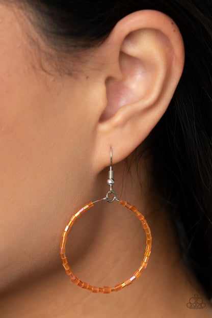 Paparazzi Accessories-Colorfully Curvy Orange Earrings