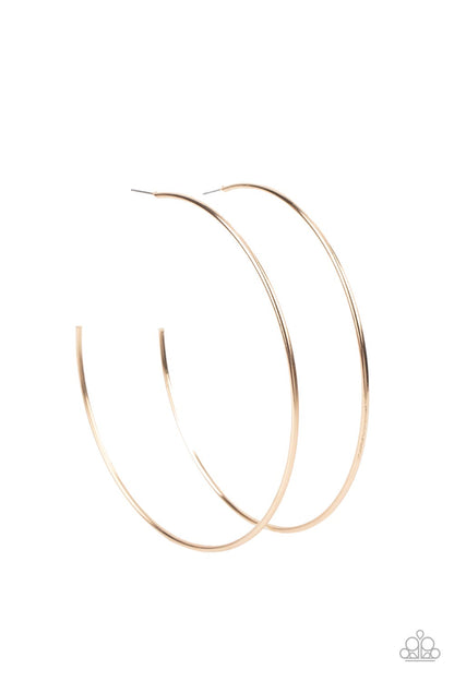 Paparazzi Accessories-Colossal Couture Gold Oversized Hoop Earrings