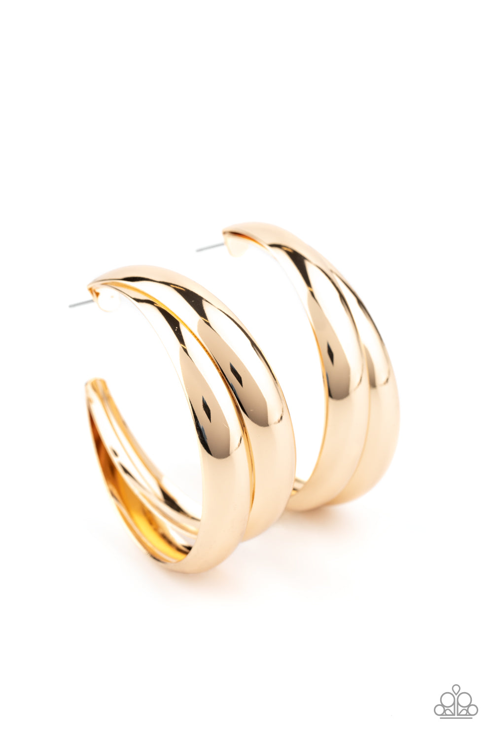 Paparazzi Accessories-Colossal Curves Gold  Two-Hoop Earrings