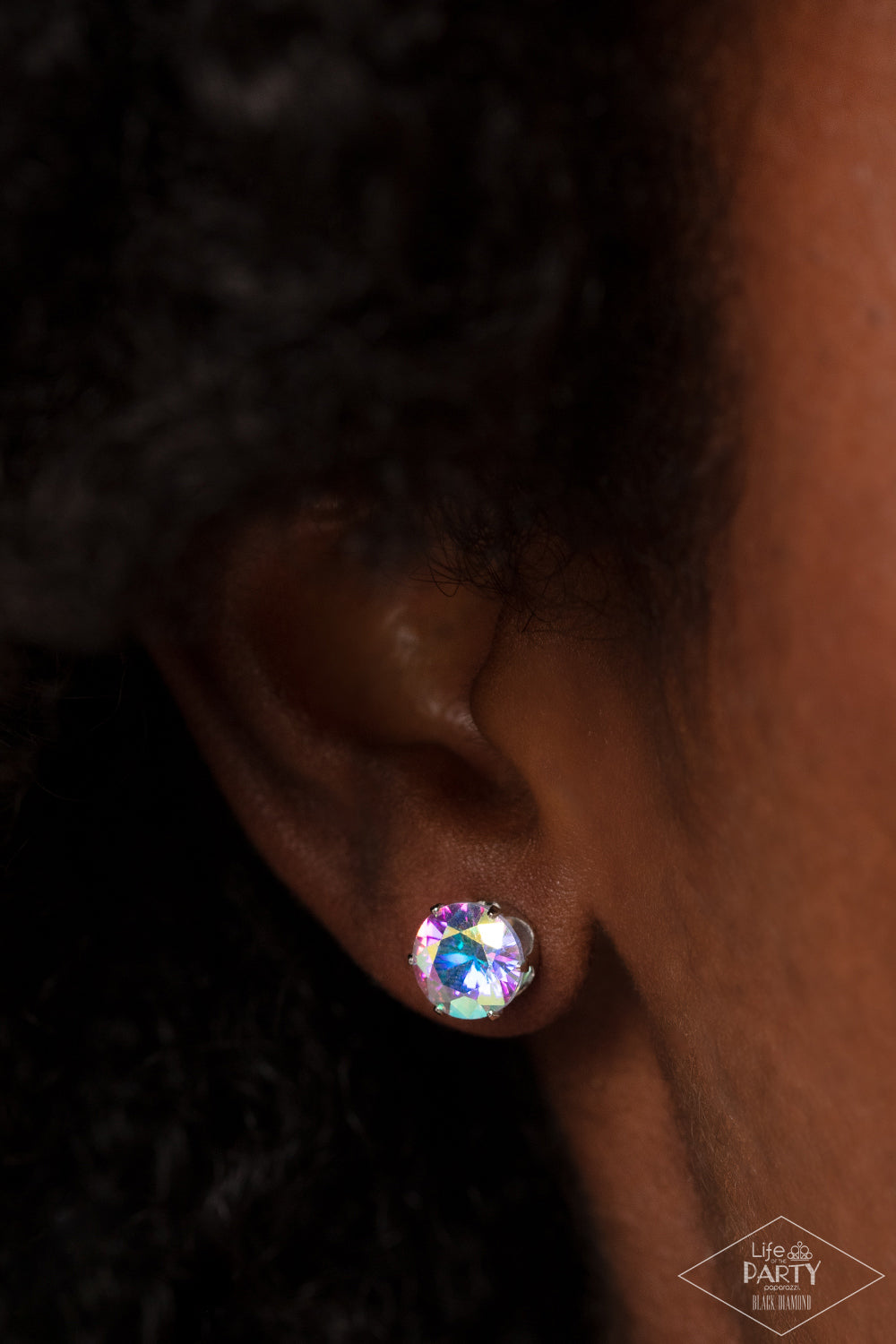 Paparazzi Accessories-Come Out On Top Iridescent Rhinestone LOTP Earrings