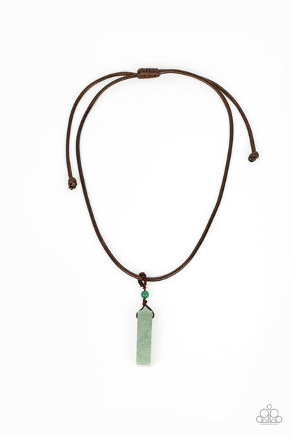 Paparazzi Accessories-Comes Back ZEN-Fold Green Jade Stone Men's Neck Cord