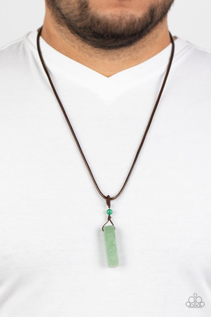 Paparazzi Accessories-Comes Back ZEN-Fold Green Jade Stone Men's Neck Cord