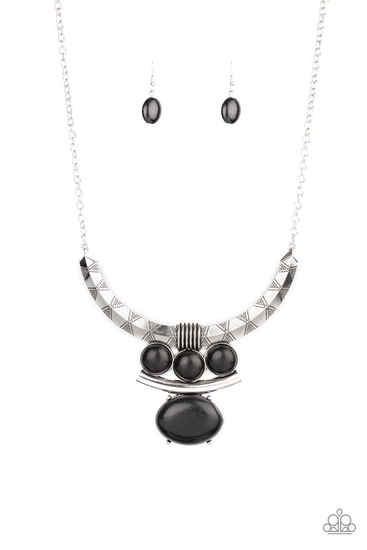 Paparazzi Accessories-Commander In CHIEFETTE Black Stone Necklace Set