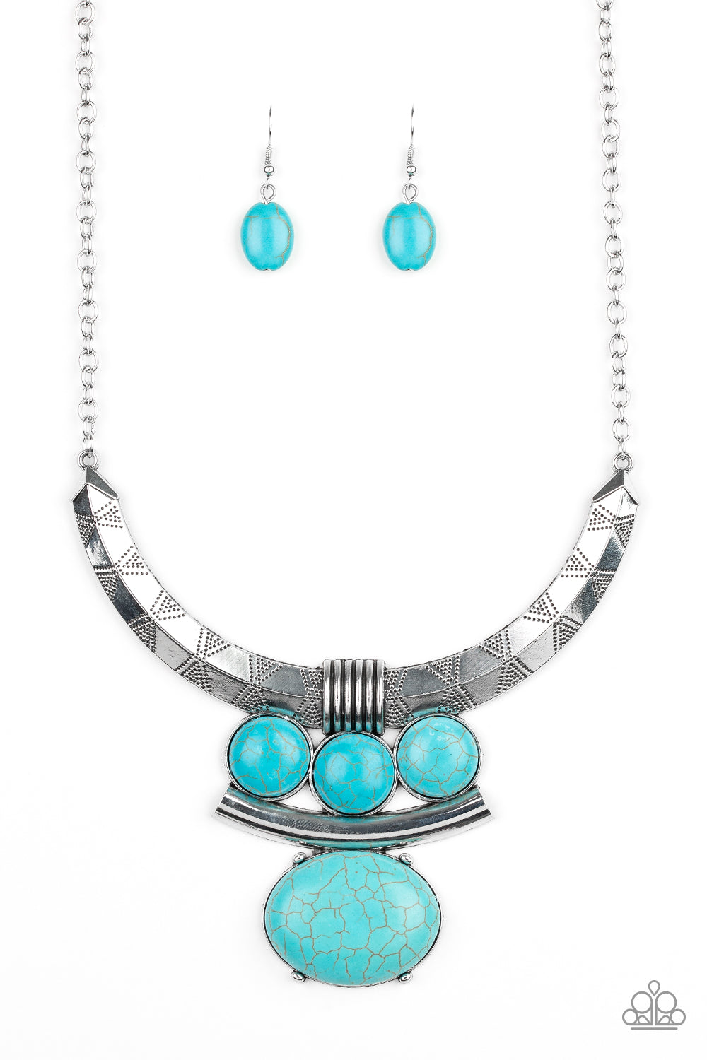 Paparazzi Accessories-Commander In CHIEFETTE Blue Necklace Set