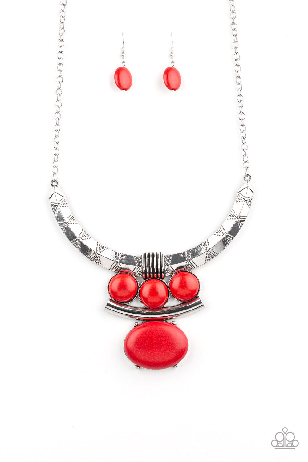 Paparazzi Accessories-Commander In CHIEFETTE Red Necklace Set