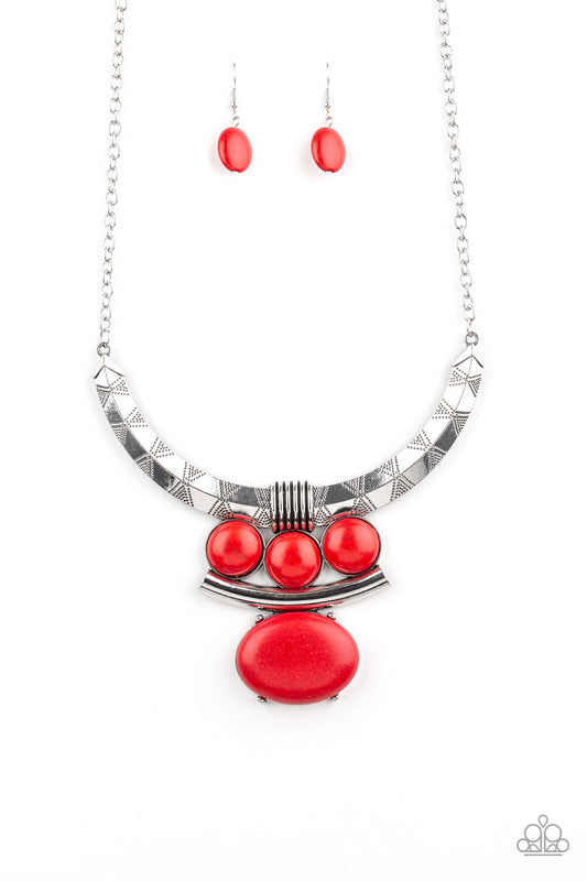 Paparazzi Accessories-Commander In CHIEFETTE Red Necklace Set