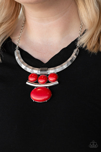 Paparazzi Accessories-Commander In CHIEFETTE Red Necklace Set