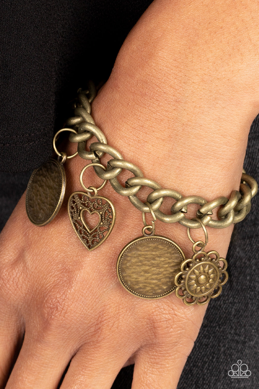 Paparazzi Accessories-Complete CHARM-ony Brass Whimsical Charm Bracelet