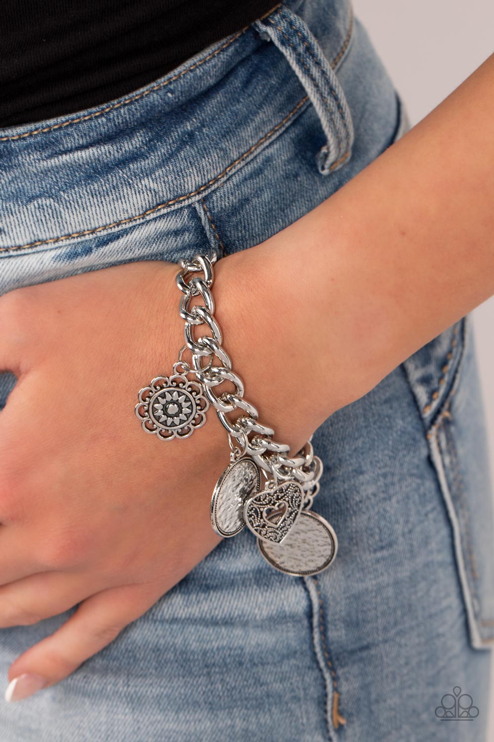 Paparazzi Accessories-Complete CHARM-ony Silver Chunky Charm Bracelet