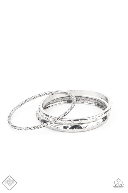 Paparazzi Accessories-Confidently Curvaceous White Rhinestone Geometric Earrings