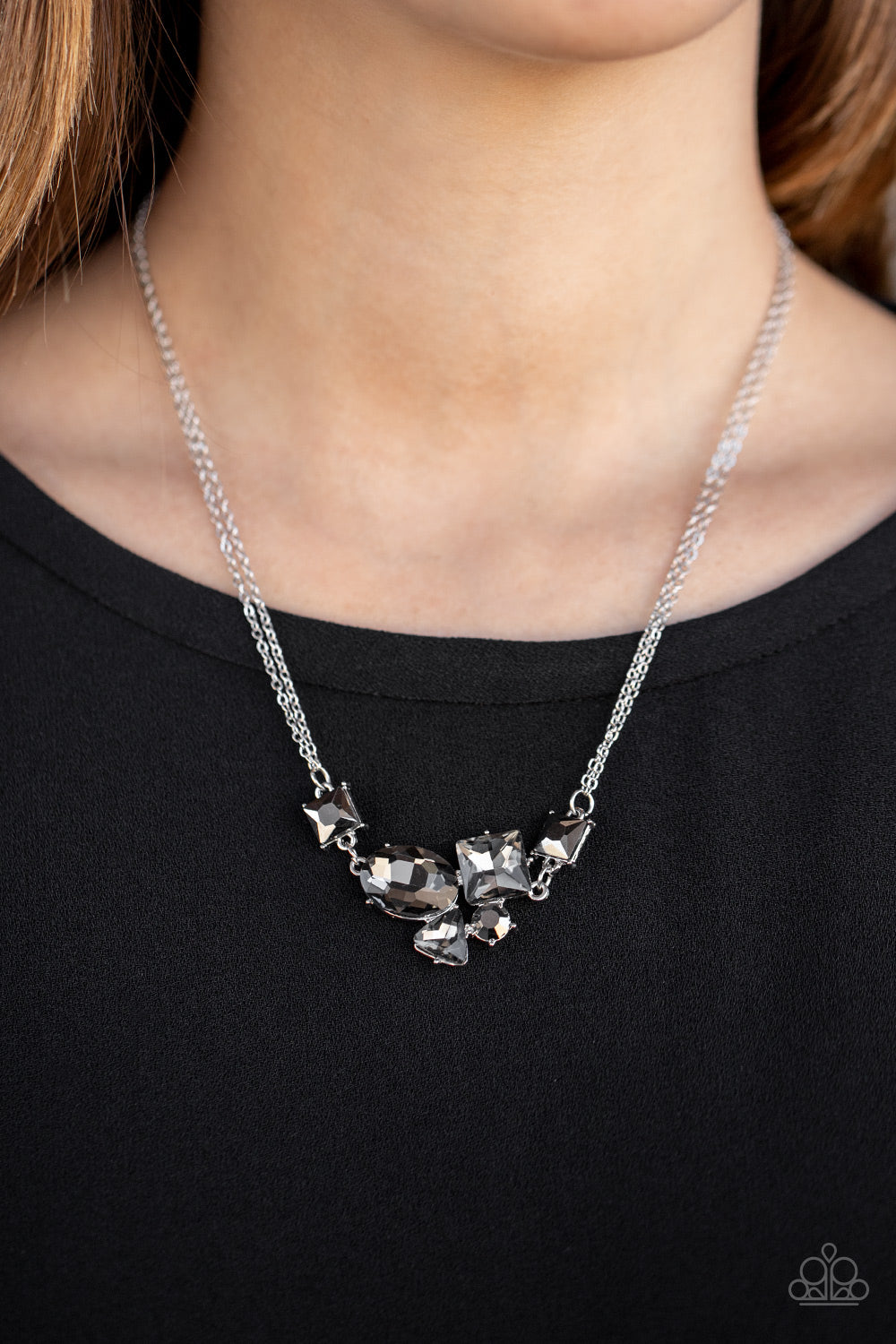 Paparazzi Accessories-Constellation Collection Silver Hematite Necklace Set