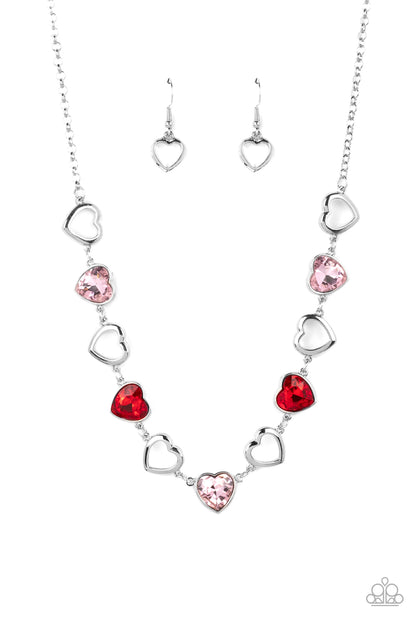 Paparazzi Accessories-Contemporary Cupid Multi Shiny Heart Necklace Set