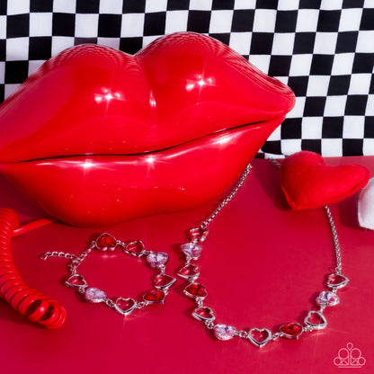 Paparazzi Accessories-Contemporary Cupid Multi Shiny Heart Necklace Set